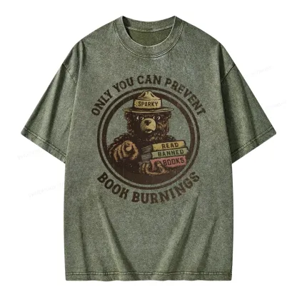 Pagewings Only You Can Prevent Book Burnings Unisex Washed T-shirt