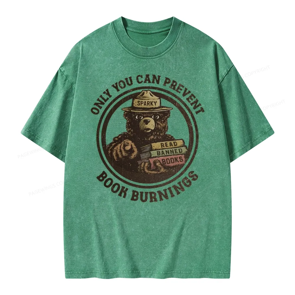 Pagewings Only You Can Prevent Book Burnings Unisex Washed T-shirt