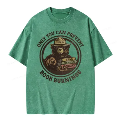 Pagewings Only You Can Prevent Book Burnings Unisex Washed T-shirt