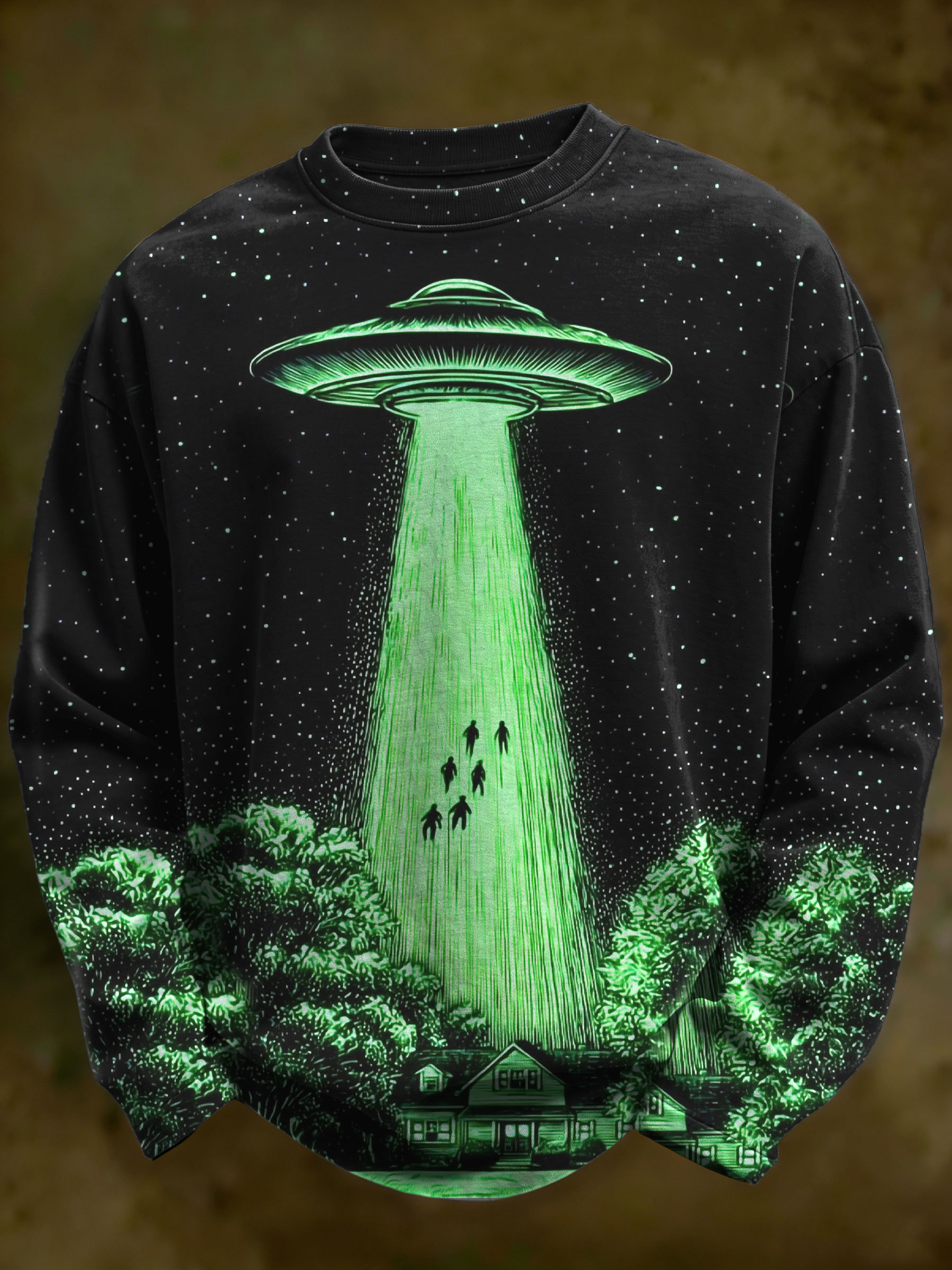 UFO Art Casual Cotton Long Sleeve Shirt