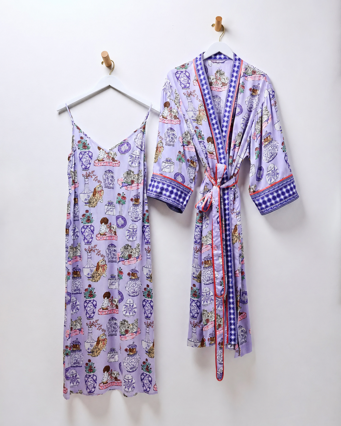 Fancy Dogs - Eco Satin Chic to Sleep Nightie & Robe Bundle - Lavender Glaze