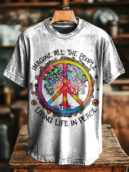Hippie Colorful Tree Of Life Tie Dye Unisex Vintage Art Print Casual T-shirt