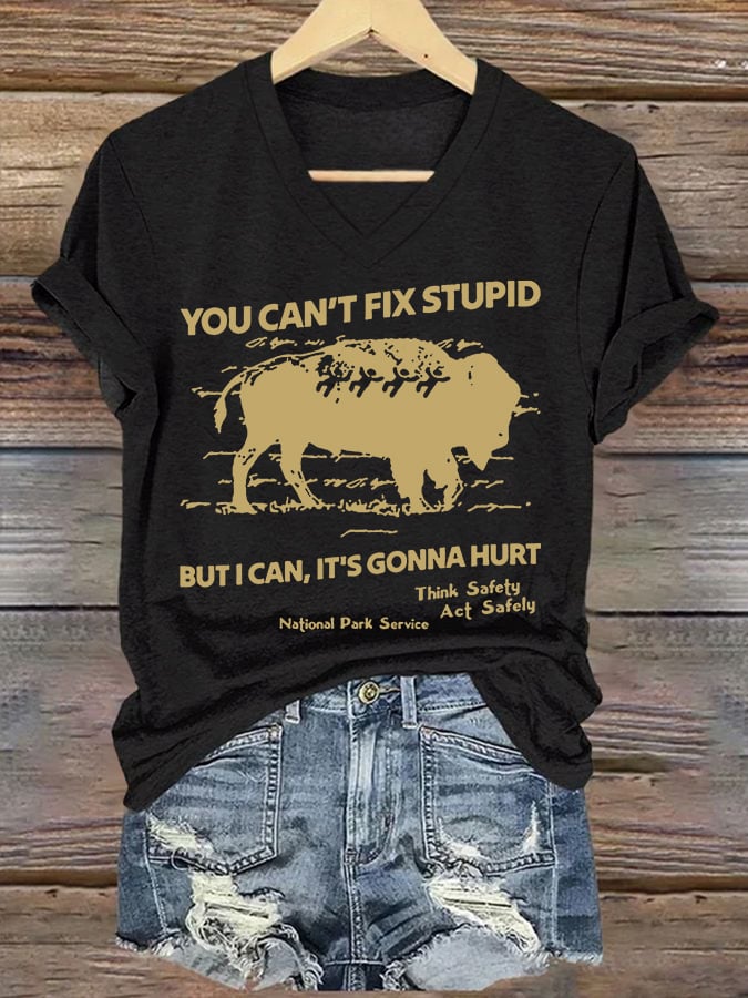 Women's You Can't Fix Stupid But I Can It's Gonna Hurt Printed T-shirt