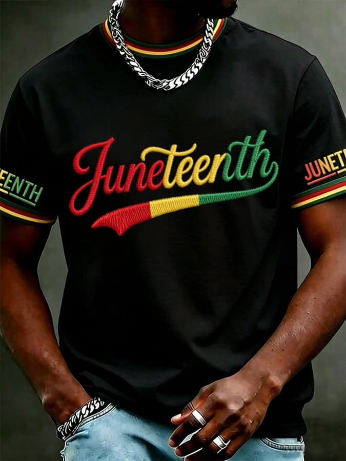 Men's Juneteenth Casual Printed Crew-Neck T-Shirt