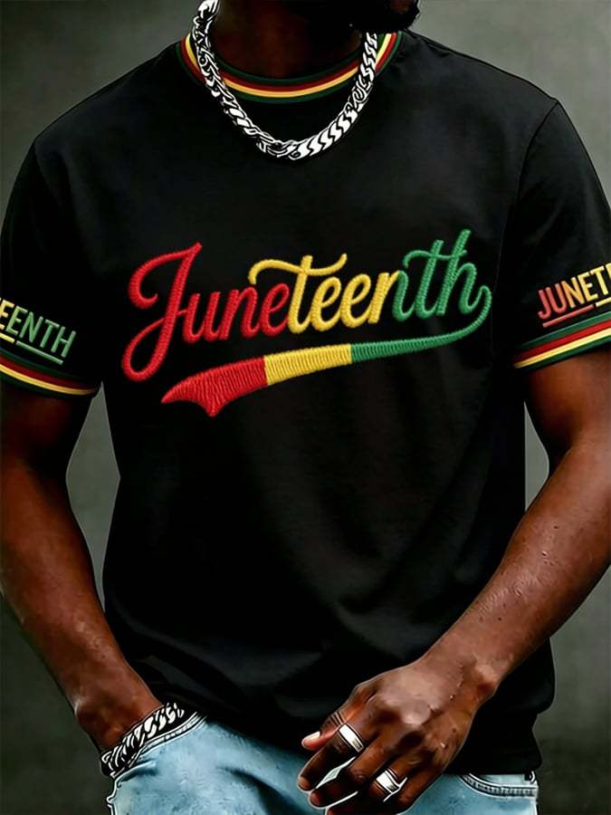 Men's Juneteenth Casual Printed Crew-Neck T-Shirt