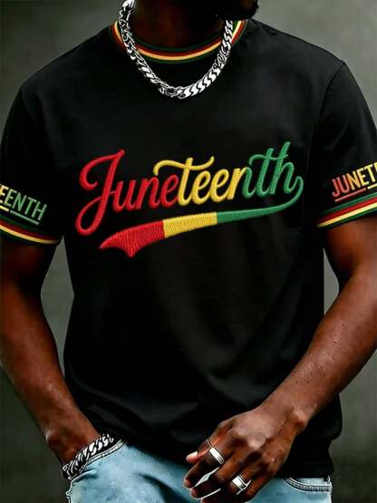 Men's Juneteenth Casual Printed Crew-Neck T-Shirt