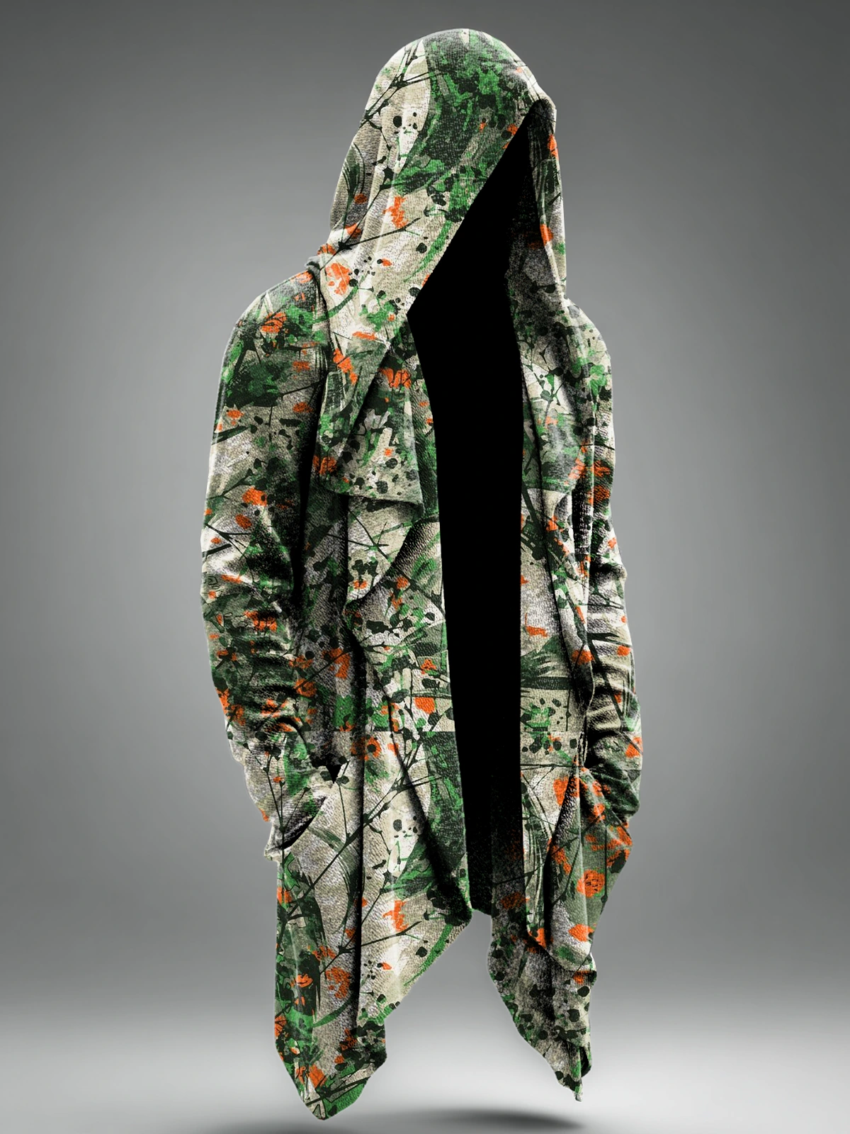 Vintage Abstract Green Psychedelic Art Print Casual Hoodie Cardigan