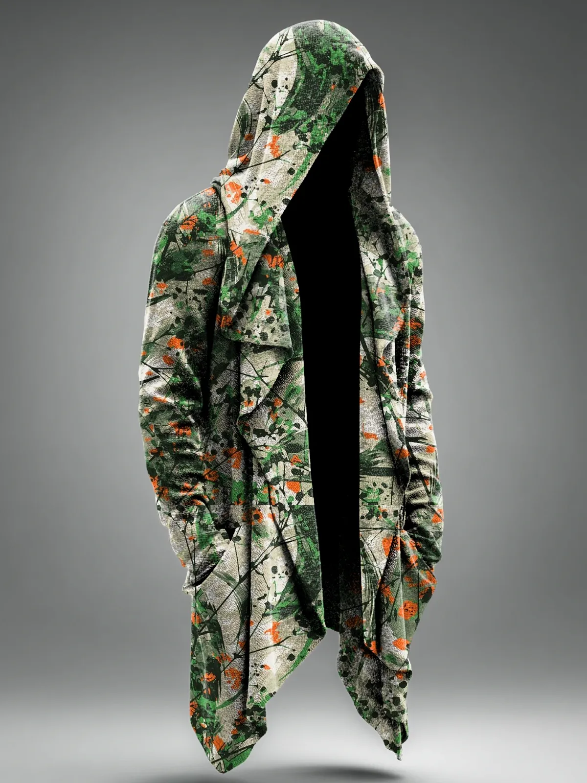 Vintage Abstract Green Psychedelic Art Print Casual Hoodie Cardigan