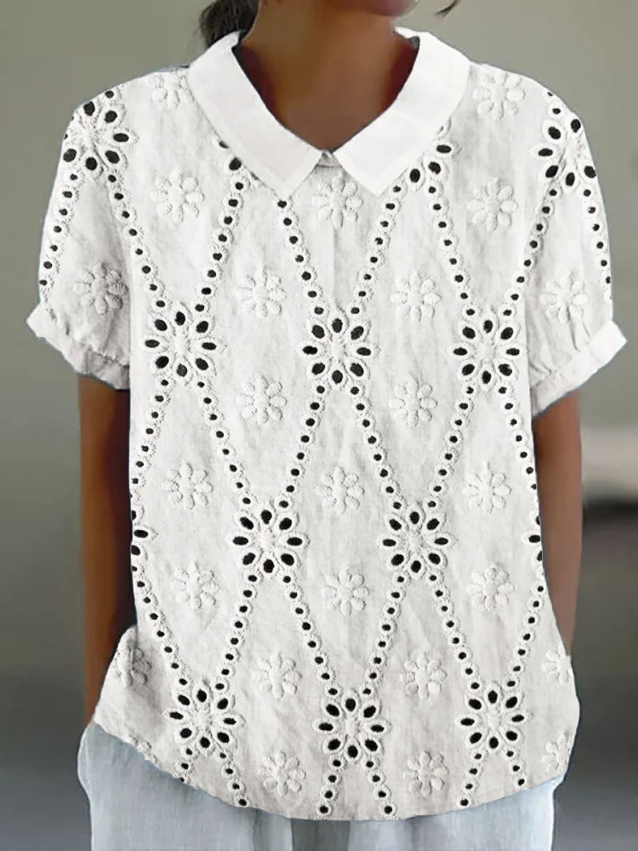 Women's Vintage Ethnic Pattern Art Print Casual Cotton And Linen Shirt