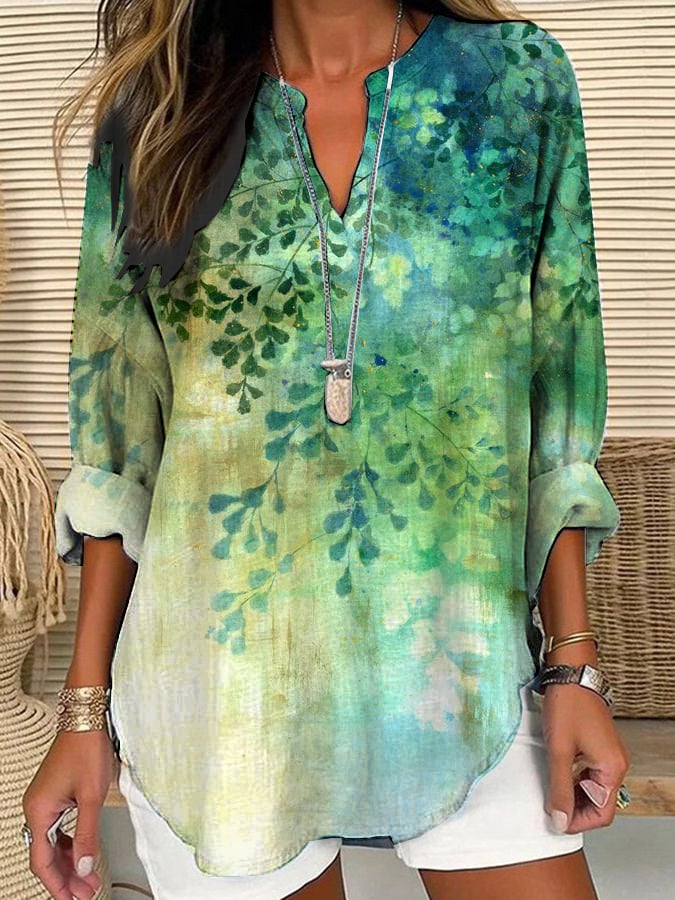 Women's Casual Forest Tree Print Shirt