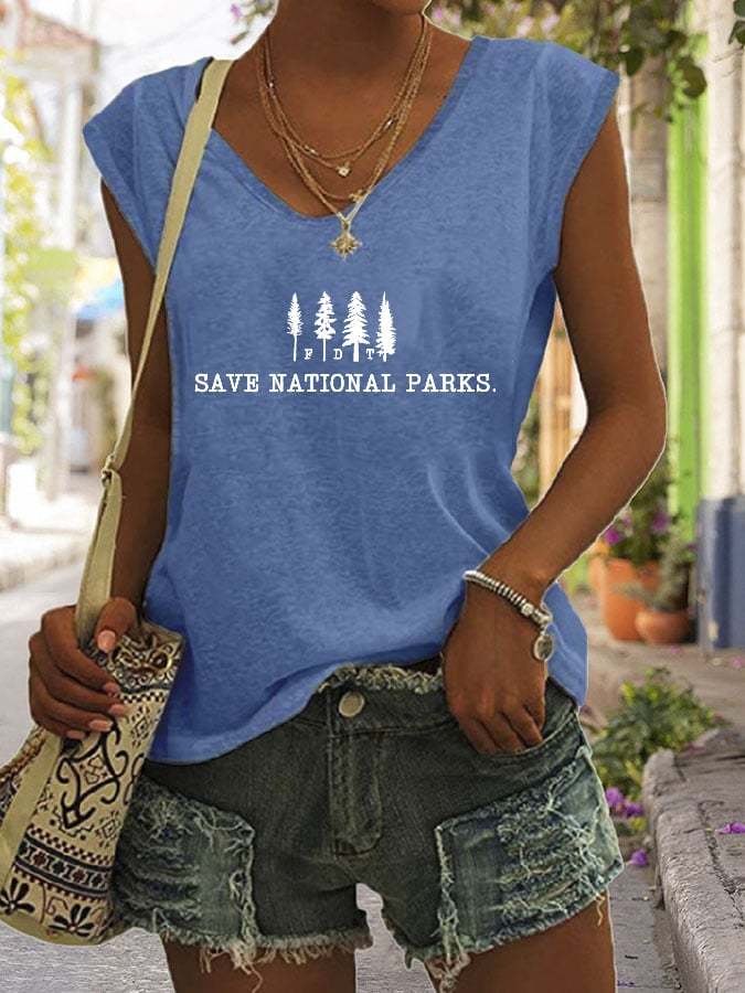 Women's Save The National Parks Print Sleeveless Tank Top
