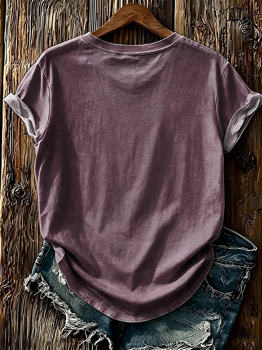 Women's Vintage Floral Mandala Print Short Sleeve T-Shirt