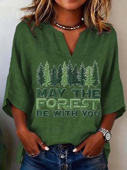 Women's May The Forest Be With You Printed Casual Shirt