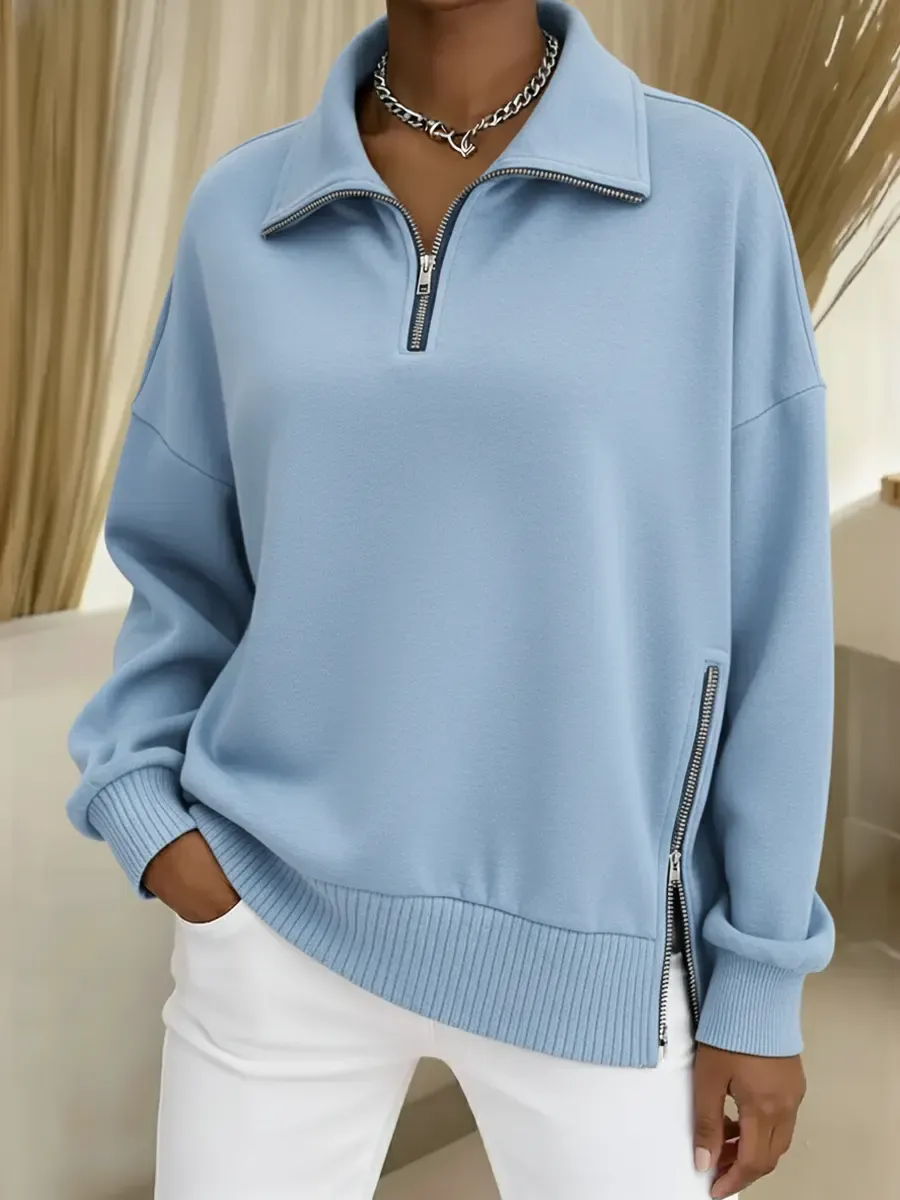 Casual Half-zip Cotton Sweatshirt