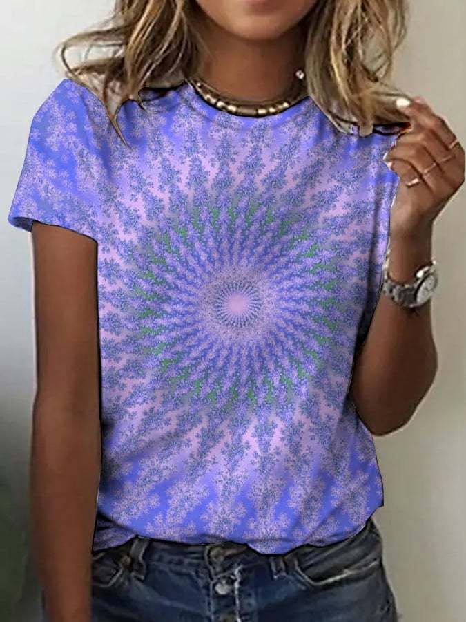 Women's Casual Retro Lotus T-Shirt