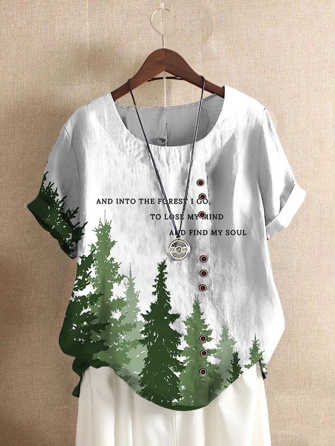 Women's National Park Printed Button-Down Casual Shirt