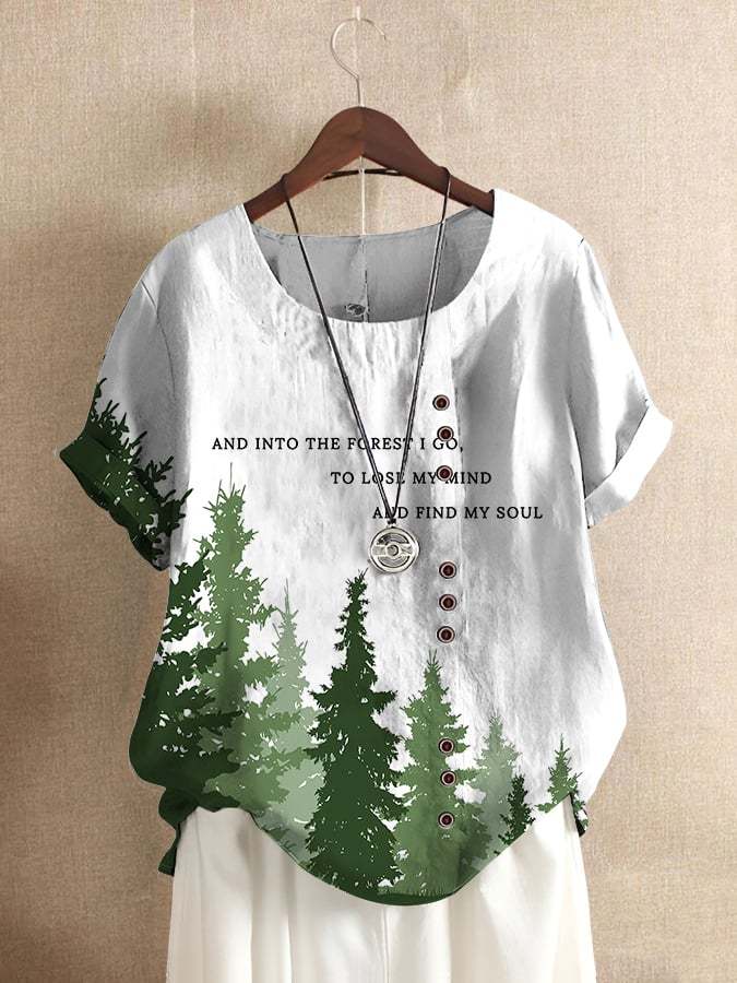 Women's National Park Printed Button-Down Casual Shirt