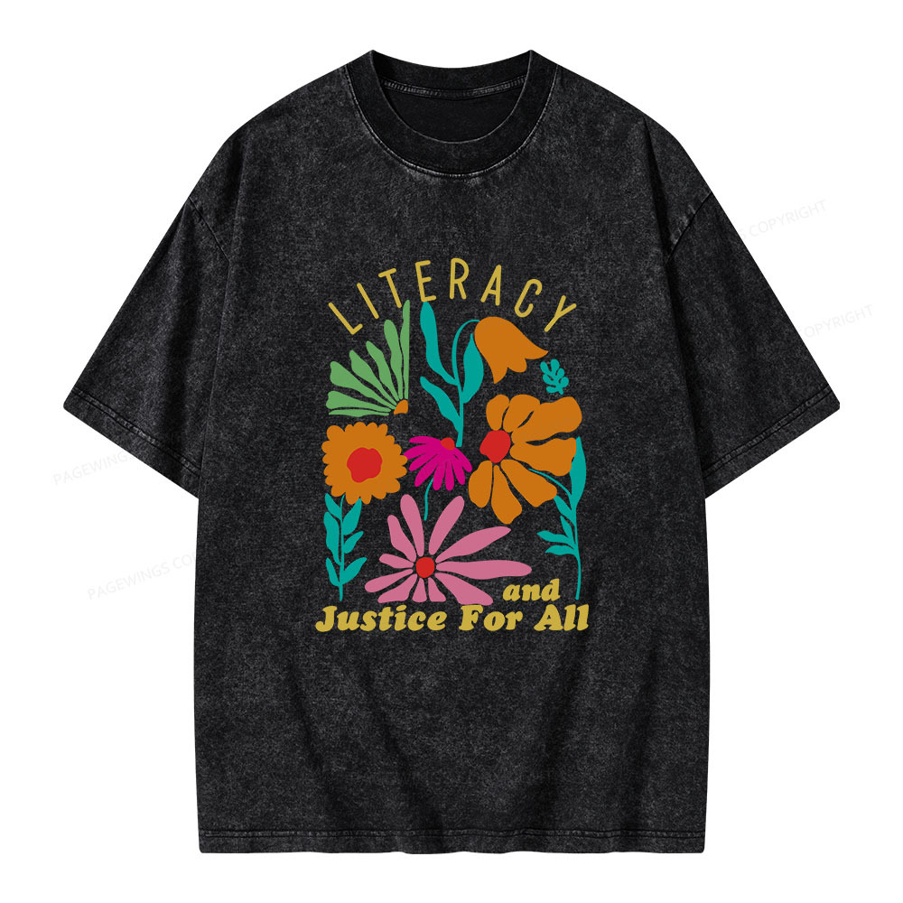 Pagewings Literacy And Justice Unisex Washed T-shirt
