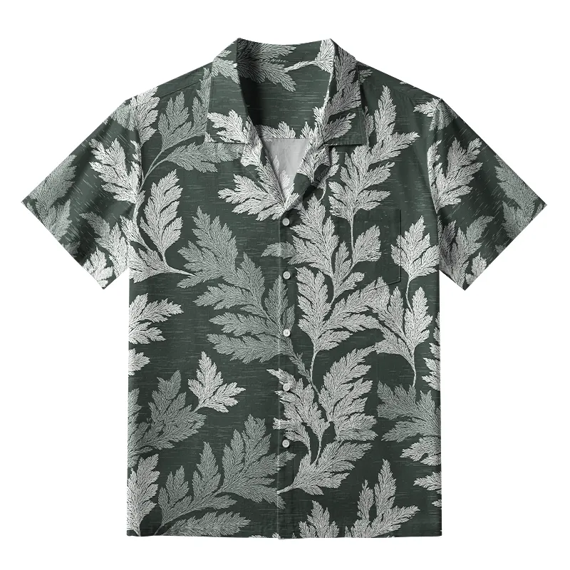 Tokyo-Tiger Vibrant Fern Silhouettes Aloha Hawaiian Shirt