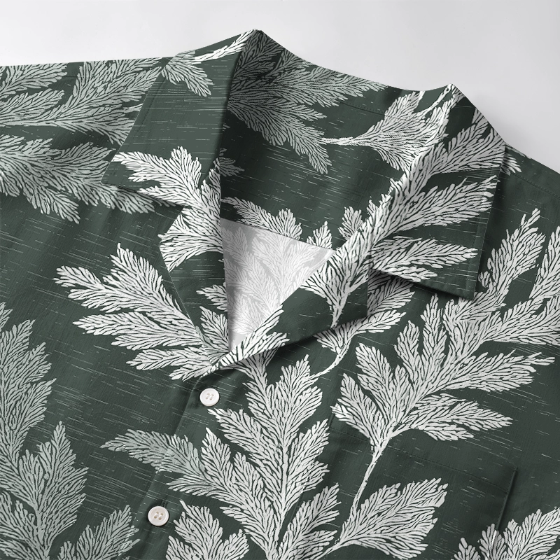 Tokyo-Tiger Vibrant Fern Silhouettes Aloha Hawaiian Shirt