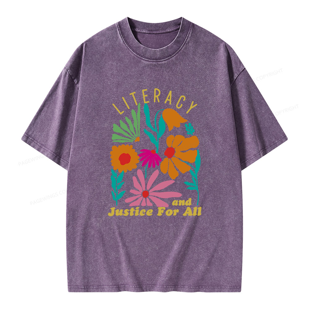 Pagewings Literacy And Justice Unisex Washed T-shirt