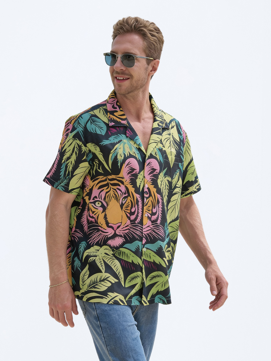 Tokyo-Tiger Tiger In The Jungle Hawaiian Shirt