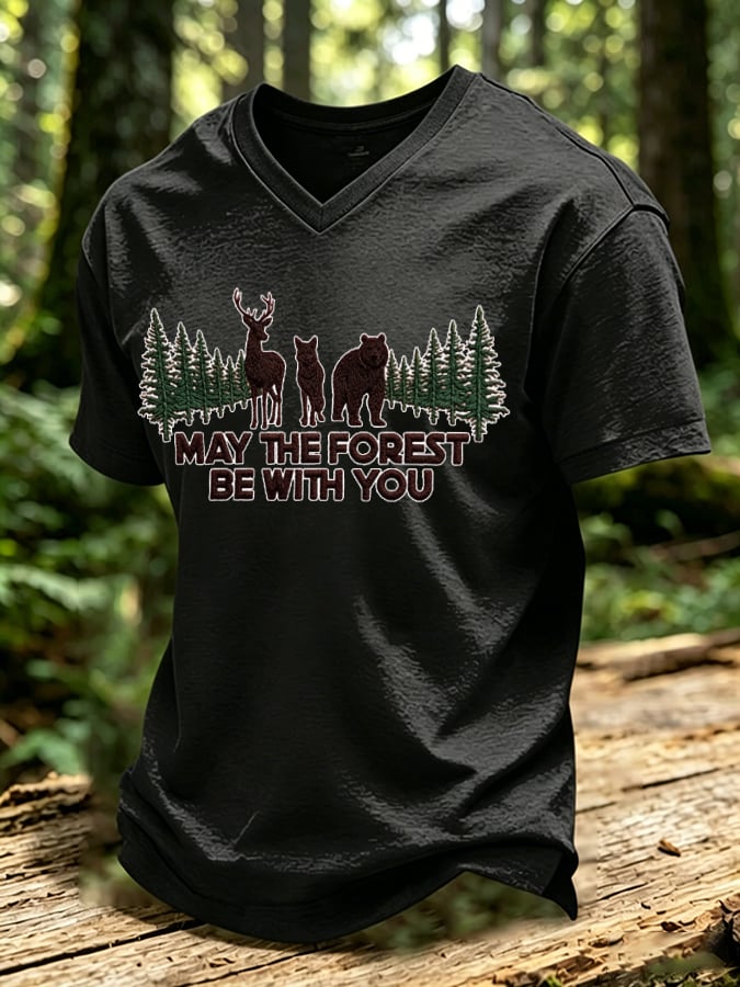 Men's May The Forest Be With You Print Casual T-Shirt