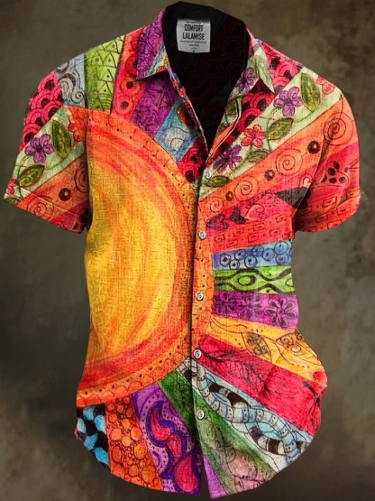 Vintage Sun Inspirtion Art Print 100% Cotton Long Sleeve Shirt