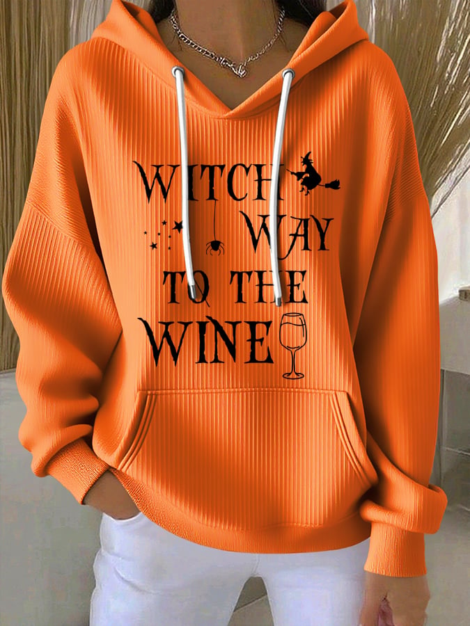 🔥Buy 2 Get 8% Off🔥Women'S Witch Way To The Wine Print Casual Hoodie