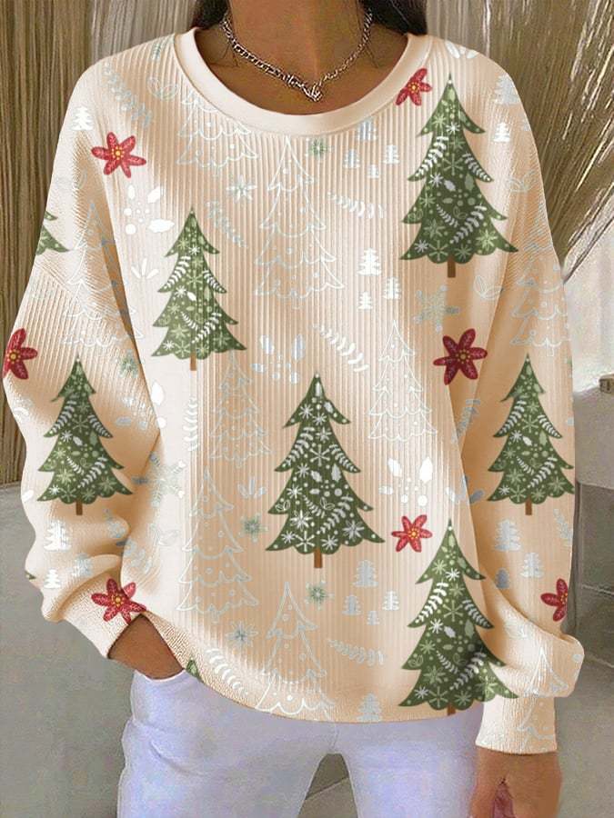 Women's Casual Leopard Print Santa Claus Sweatshirt