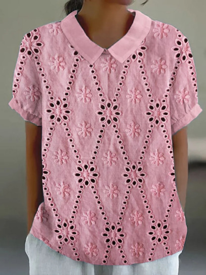 Women's Vintage Ethnic Pattern Art Print Casual Cotton And Linen Shirt