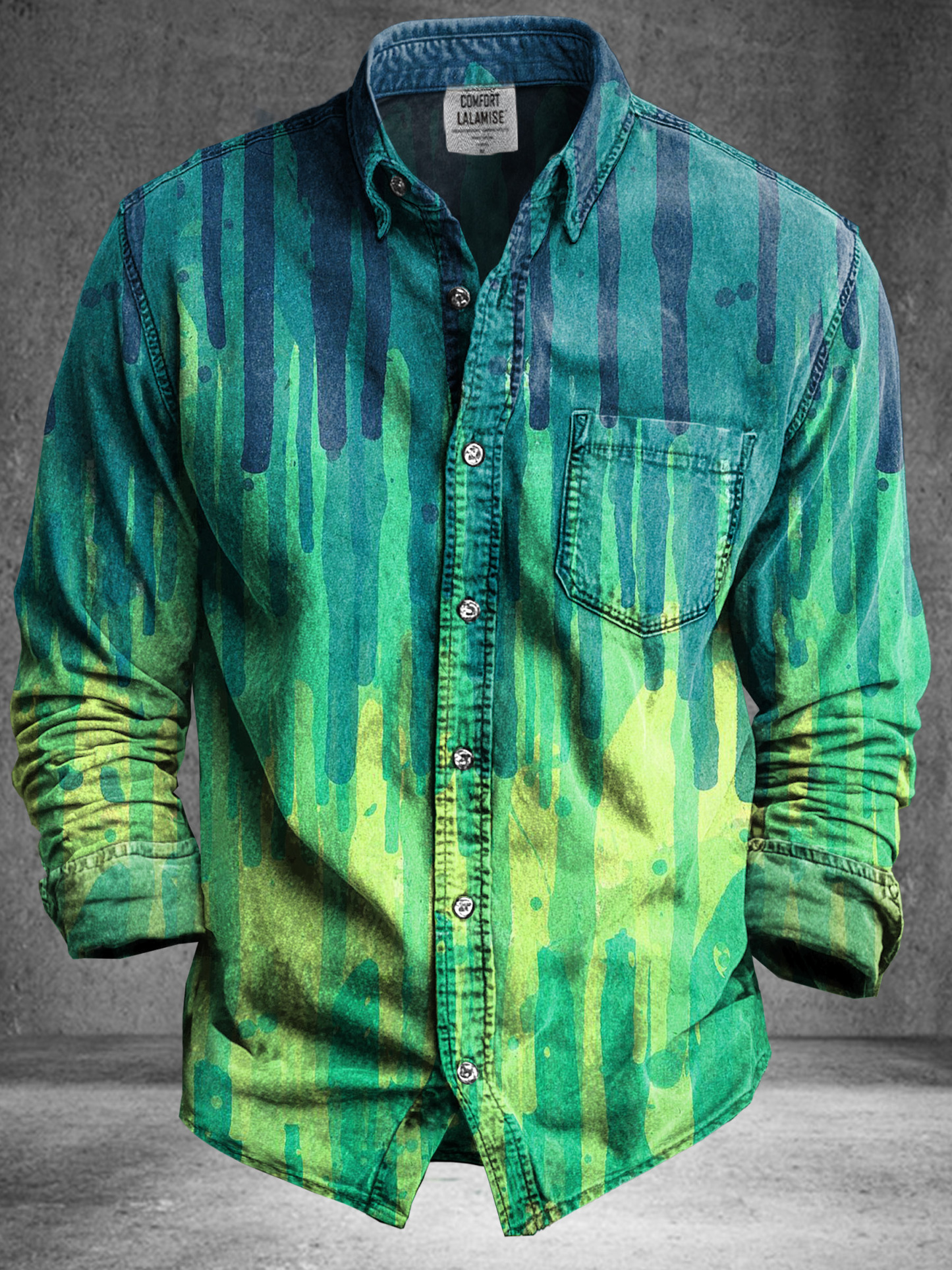 Vintage Abstract Gradient Psychedelic Art Print 100% Cotton Long Sleev