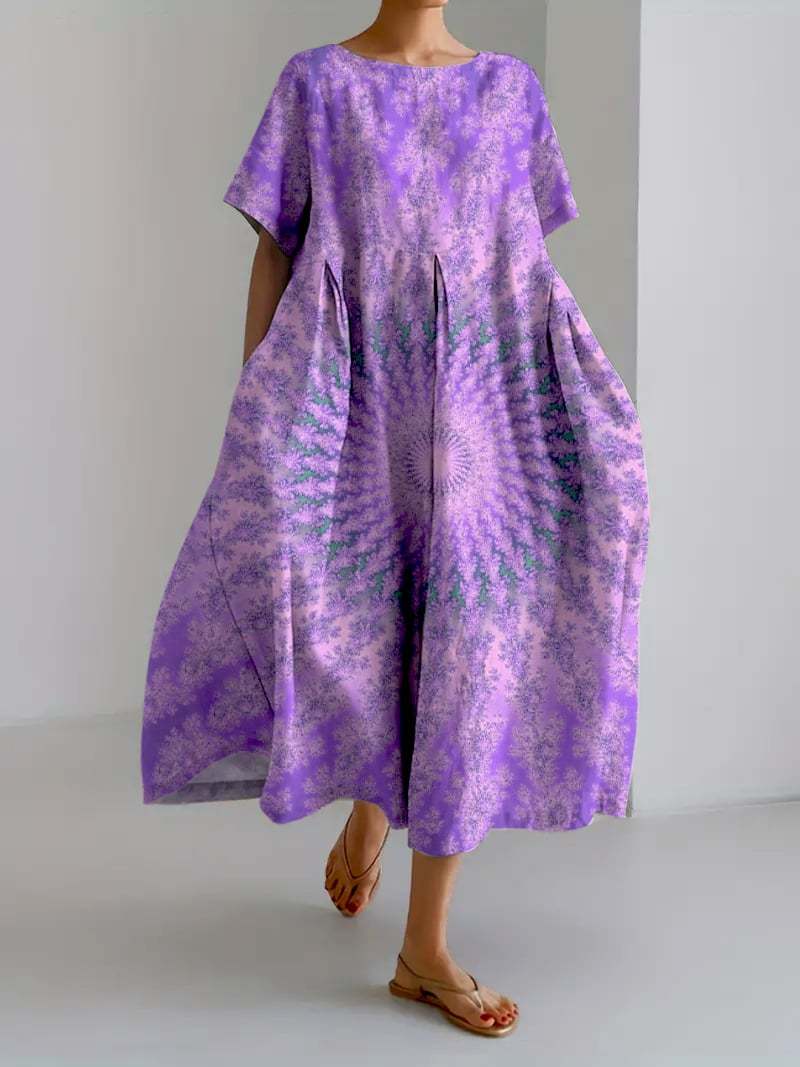 Women's Casual Retro Lotus Art Dress