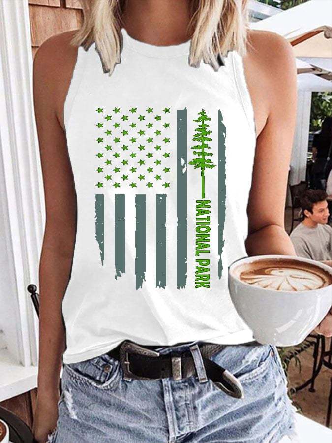 Women's National Park Print Crew Neck Tank Top