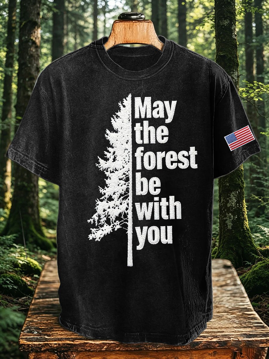 Men's May The Forest Be With You Printed Casual T-Shirt