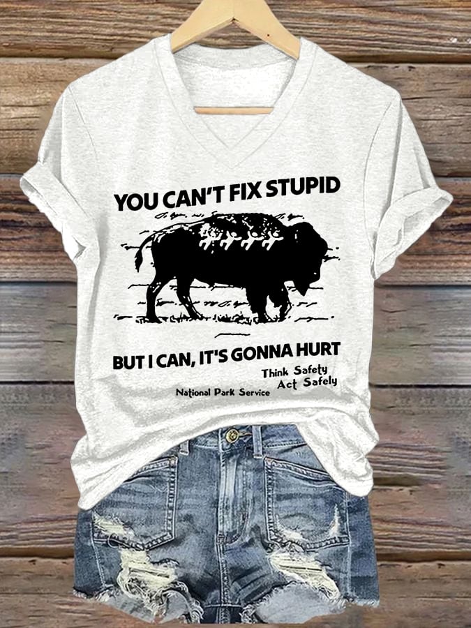 Women's You Can't Fix Stupid But I Can It's Gonna Hurt Printed T-shirt