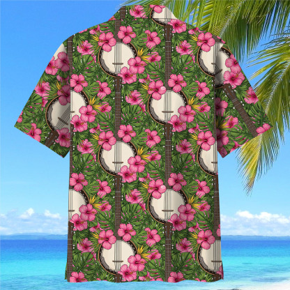 7 String Banjo Tropical Hawaiian Shirt