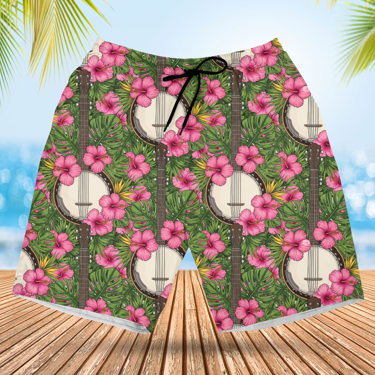7 String Banjo Tropical Hawaiian Shirt