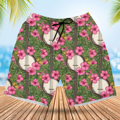 7 String Banjo Tropical Hawaiian Shirt
