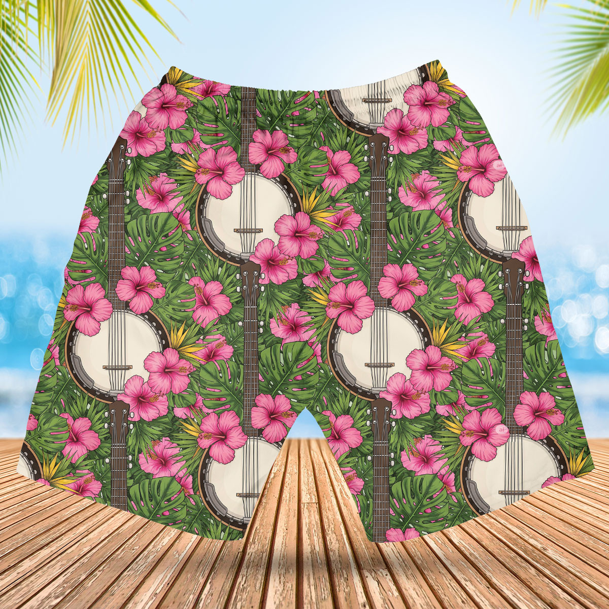 7 String Banjo Tropical Hawaiian Shirt