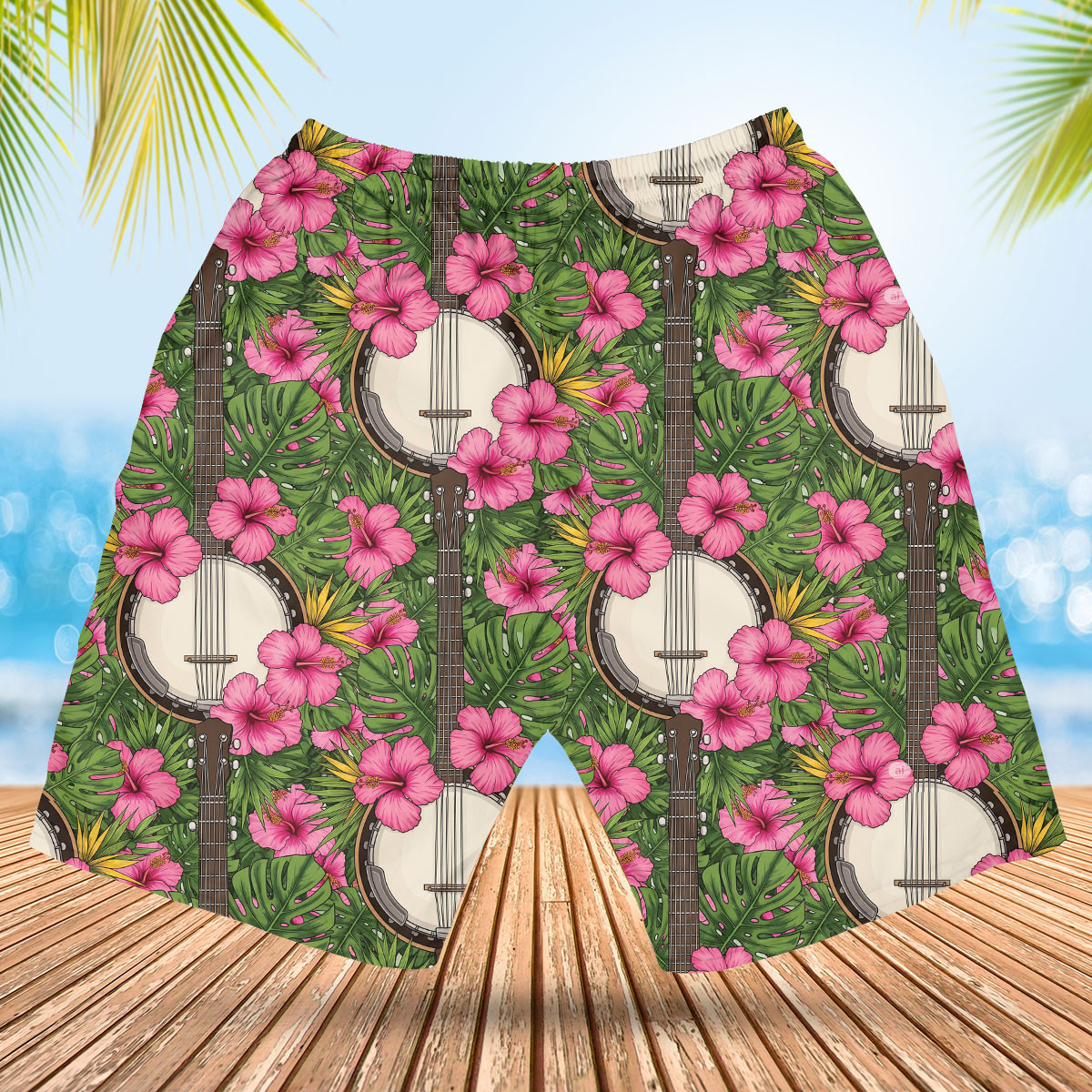 7 String Banjo Tropical Hawaiian Shirt