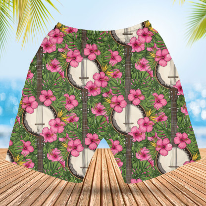7 String Banjo Tropical Hawaiian Shirt