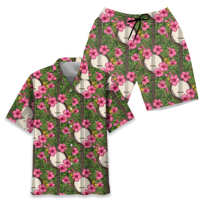 7 String Banjo Tropical Hawaiian Shirt