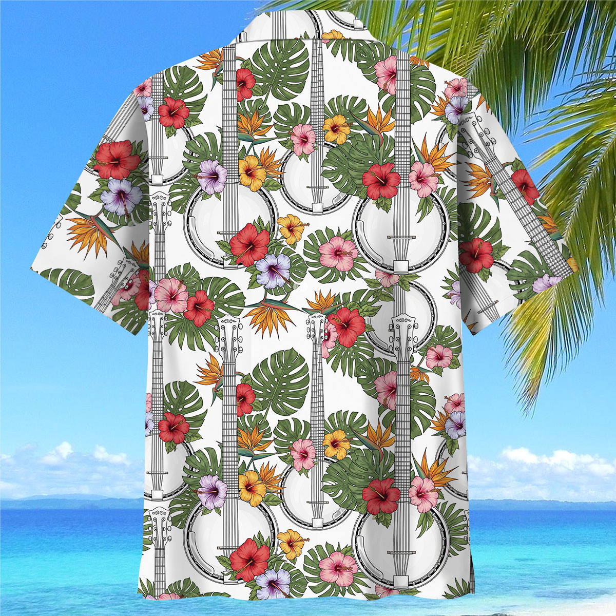 6 String Banjo Tropical Hawaiian Shirt