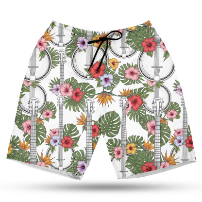 6 String Banjo Tropical Hawaiian Shirt