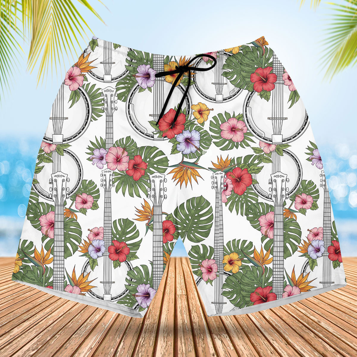 6 String Banjo Tropical Hawaiian Shirt