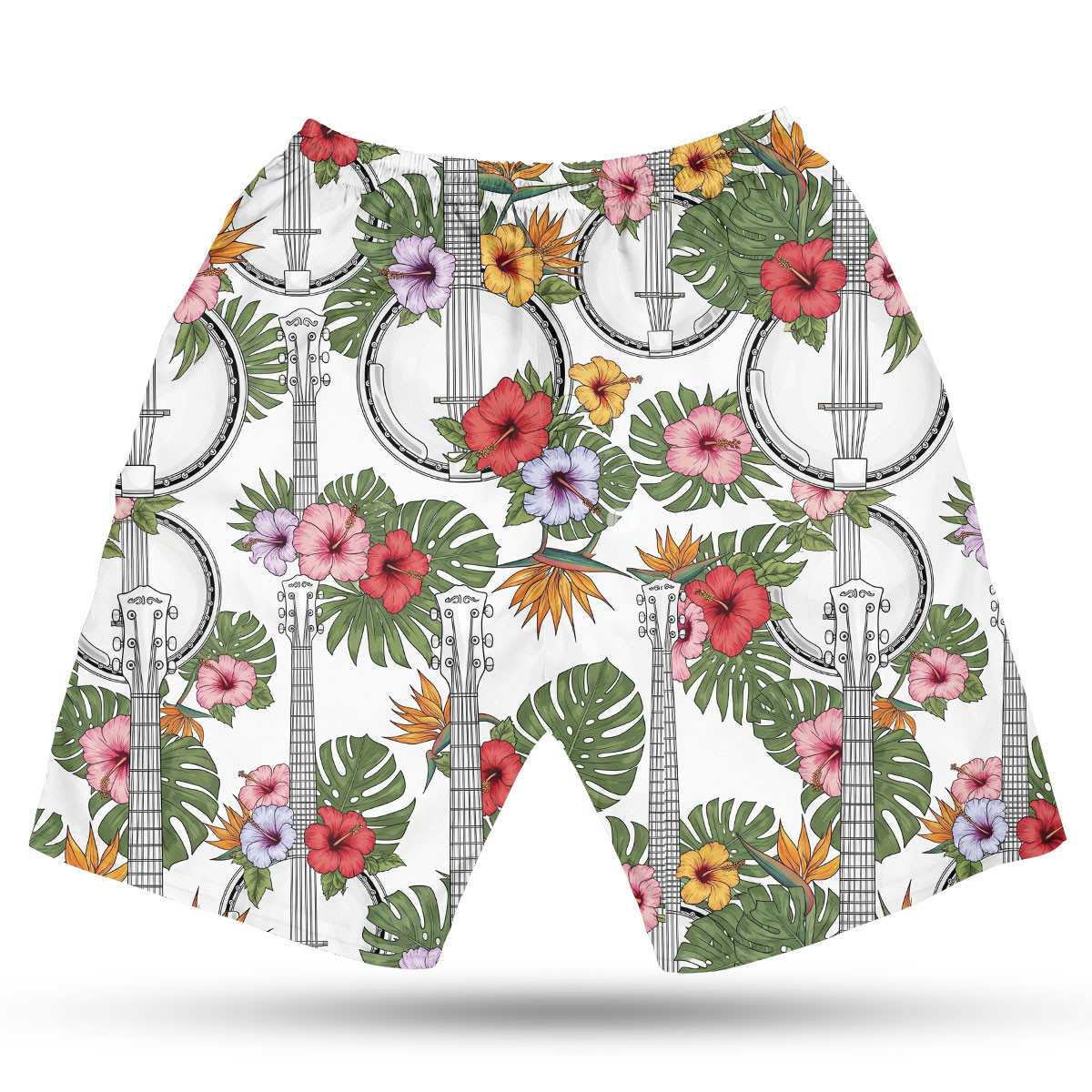 6 String Banjo Tropical Hawaiian Shirt