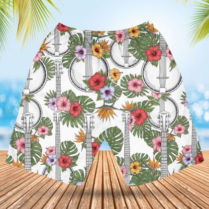 6 String Banjo Tropical Hawaiian Shirt