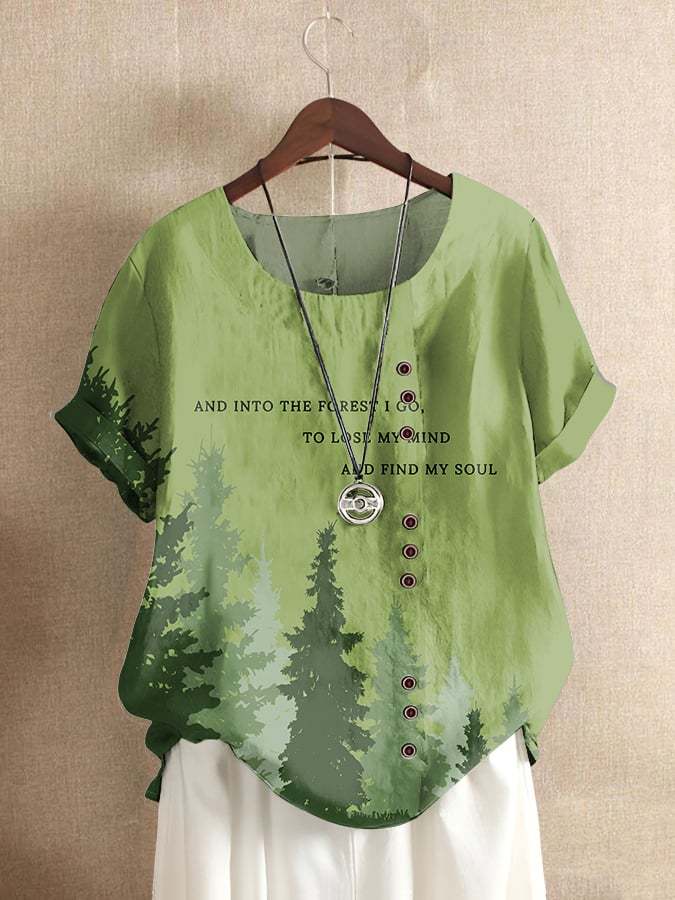Women's National Park Printed Button-Down Casual Shirt