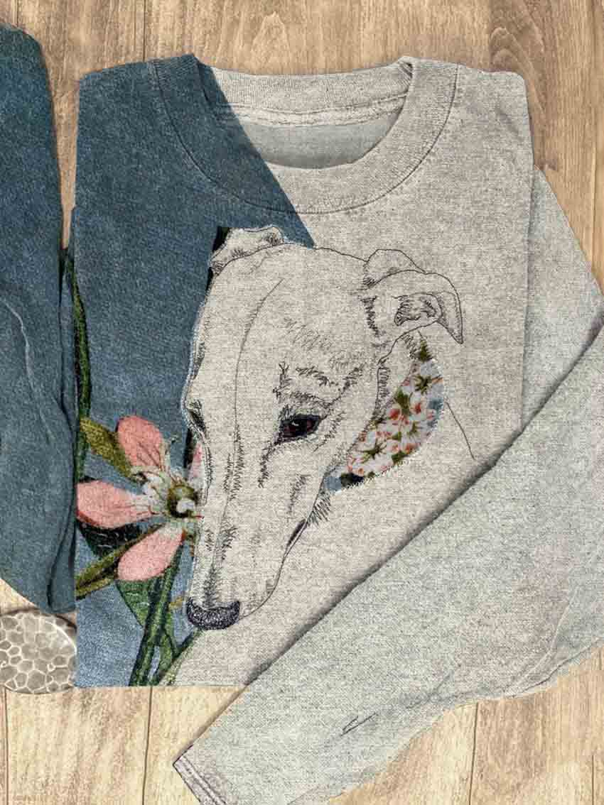 Vintage Greyhound Dog Art Print Casual Sweatshirt